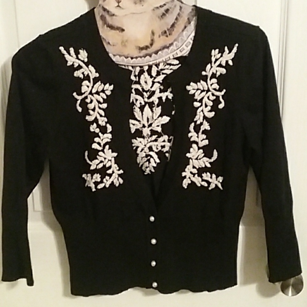 White house black market pearl cardigan.
